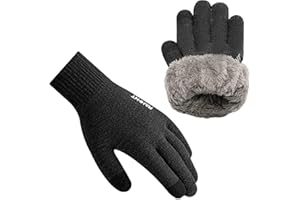 Rahhint Thermal Winter Gloves for Men Women Pure Wool Knit Gloves with fleece lining insulated Liner Keep Hand Warm Gift