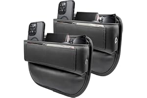 LSJX Auto Lückenfüller Organizer, Premium Leder Autositz Sitzlückenfüller, Car Seat Gap Filler Storage, Aufbewahrungsbox Autositz lücken für Most SUV LKW (Schwarz, 2P)