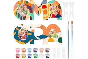 EliteMill 2 Stück Oma und Opa Holzbuchstaben Bastelset, Geschenk Oma Opa Geschenke Opa and OMA Bilderrahmen Holzbuchstaben Opa Geschenke Weihnachten Geburtstag Geschenk für Großeltern