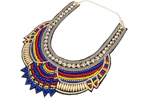 YAZILIND Ethnic Style Coffee Multiple Millet Beads Chunky Chain Bib Statement Choker Collar Necklace for Women