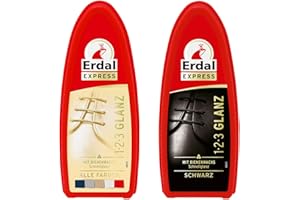 Erdal Express SET 1, 2, 3 Glanz Schwamm farblos & schwarz mit Bienenwachs Schnellglanz (2er Pack)