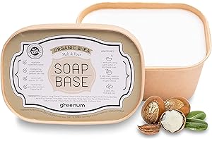 GREENUM GIFTS OF NATURE Base per sapone al burro di karité BIOLOGICO per versare il sapone, sapone alla glicerina, sapone grezzo per versare, SENZA SLS + SENZA SLES, 100% vegano, confezione ecologica