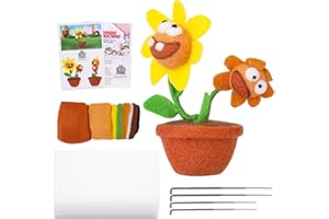 ENCHOL Needle Felting Kit, Felting Kits for Beginners Adult, Needle Felting Wool Kit, Wool Felting Kit with Felt Needles,Foam Mat and Instructions for Beginners DIY Craft Projects(Sunflower Monster)
