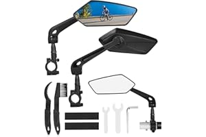 HUIFOO 2-częściowe wysokiej jakości lusterko rowerowe HD, kompatybilne z uniwersalną kierownicą 22–25 mm, regulowane i obrotowe lusterko rowerowe na kierownicę 360°, do rowerów, skuterów