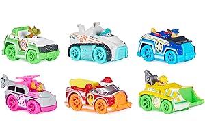 Paw Patrol, True Pack of 6 Collectible Die-Cast Toy Cars, 1:55 Scale, Kids Toys for Boys Girls Ages 3 and up Metal Neon Rescue Vehicles Gift Pack, Multicolor (SPIN Master 6064139)
