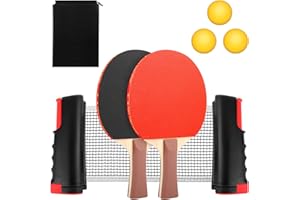 TALIFOCA Juego de raquetas de ping pong profesional con red retráctil, 2 raquetas, 3 pelotas de ping pong y bolsa de malla – Juego de tenis de mesa para niños