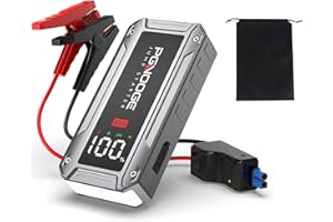 PGNOOGE 6000A 26800mAh Bosster de Batterie Voiture (Jusqu'à All d'essence / 10 L de Diesel), 12V Start Booster Batterie vehicule avec Bouton de Démarrage Forcé et Sortie USB, Grand écran LCD