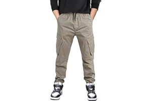 CAMLAKEE Boys Cargo Trousers Kids Joggers Casual Jogging Pants with Elastic Waist