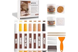 SZ-KARIDGE Set per la riparazione di pennarelli per mobili, 7 pezzi di pennarello per legno della serie colore naturale con 2 set per la riparazione di stucco per legno laminato