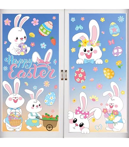 Vetrofanie Pasquali 9 Pezzi | Adesivi Coniglietti Uova Per Finestre - Foto 6