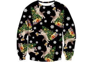 Fanient Brzydki sweter z nadrukiem 3D bluza graficzna świąteczny sweter pulower topy koszulka z długim rękawem dla kobiet mężczyzn