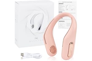 M MUNCASO Ventilateur de cou silencieux rechargeable par USB pour homme et femme, 3 vitesses, ventilateur cool pour casque sans lame pour bureau, salle de classe, cuisine, voyage, cadeau d'été (rose)