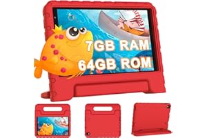 YESTEL Tablet Infantil 8 Pulgadas HD con Funda Android con Control Parental, WiFi 6, 7GB RAM, 64GB ROM Ampliable 1TB, GPS, Bluetooth 5.0 – Tablet para Niños para Juegos y Educación – Rojo
