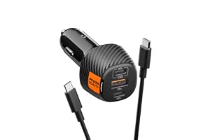 Spigen ArcStation Essential 113W USB C Fast Car Charger [E-Marker Cable Included] 3 Ports Mini Cigarette Lighter Charger, Compatible with iPhone 17 16 Pro Max Samsung S25 Ultra Pixel 10 Pro XL Fold