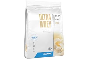 Maxler Ultra Whey proteinpulver - Muskelbyggande Proteinpulver - Vassleproteinpulver Whey Protein - Vaniljglass - 450 g