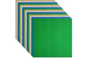 Lekebaby 6 Placas de Construcción, Compatible con la Mayoría de Marcas, 25 x 25 cm, Placas Verde Azul Gris Marron