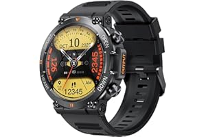 TELSA UK - Smart Watch Waterproof IP68 military style mens Sports & fitness digital Watch with Touch Screen display, Fitness Watch, Smart Watch for men IOS & Android (Black)