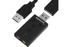 SABRENT Scheda audio USB cuffie e microfono per MAC e Windows, Adattatore audio presa USB, Plug & Play, Con pulsanti, per PS4, PS5, Windows e MAC Nessun driver necessario [Nero] (AU-DDAB)