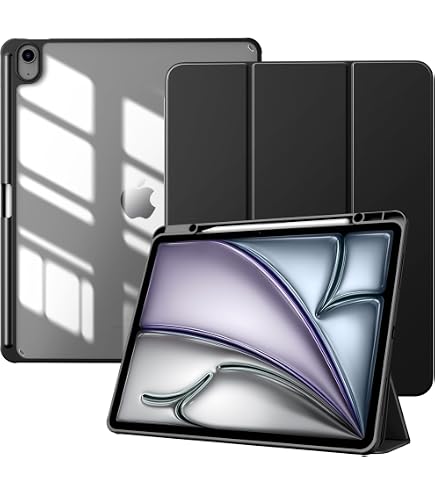 JETech Case For IPad Air 13-Inch M3/M2 (2025/2024) – Clear Back With Pencil Holder & Stand Cover-856272