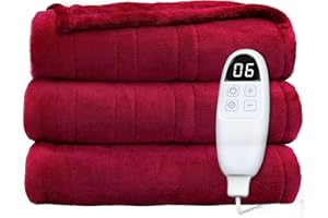 anysun Coperta Elettrica Matrimoniale, Coperta Elettrica a Riscaldamento Rapido 200 x 180 cm, 6 Livelli di Calore e Calore e 10 Livelli di Timer Hre per Casa, Letto, Ufficio, Lavabile in Lavatrice