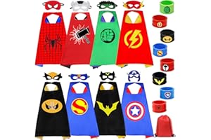 MOYKSRR 8 szt. Peleryny dla Dzieci, 8 Pelerynek i 8 Masek 8 Silikonowe Bransoletki, Kostiumy Karnawałowe, Peleryny i Maski Zabawki Chłopcy i Dziewczęta Idealny Prezent na Urodziny, Halloween