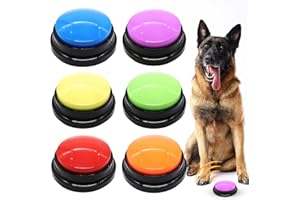 Mein HERZ Lot de 6 Buzzer Enregistrable, Bouton de Communication pour Chien Boutons pour Chien Buzzers pour Formation Chien Chat Jeux Maison,Enregistrement et Lecture de 30 Secondes