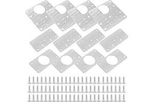 JOYIAL 12 Stück Scharnier Reparaturset mit Schrauben, Scharnier Reparaturplatte, Schrank Scharnier Reparaturplatte Edelstahl Reparaturstück für Seitenscharnierplatte, Edelstahl Reparaturset für Möbel