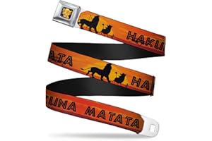 Buckle-Down Pas bezpieczeństwa - Król Lwa HAKUNA MATATA Zachód słońca pomarańczowy/czarny - 2,5 cm szerokości - 50-86 cm długości