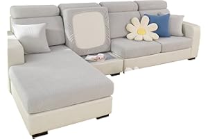 SHANNA Ajustable Funda Sofa 3 2 1 Plazas Chaise Long, Funda para Sofa Cubre Elástica Resistente al Desgaste, Universal Protector de Asiento Fundas de Cojín (Tejido Gris Claro, Funda 2 Plazas)