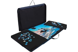 Becko US Jigsaw Puzzle Board Portable Puzzle Case Puzzle Storage Saver, Non-Slip Surface, for Up to 1000 Pieces (Black)