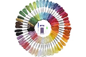 Newaner Stickgarn-Set - Faden in 50 Farben, zum selber sticken - 6 Stränge pro Garn, jeweils 8 m lang - Baumwollgarn für Stickbilder, Armbänder, zum Basteln(50 Farben)