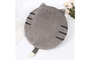 FakeFace Niedliche Katzte Sitzkissen für Kinder Erwachsene Komfort Tatami-Stuhlkissen Rund Weiches Sessel Sitzpolster Plüschkissen Bodenkissen Sitzauflage für Schule Büro Home (Elastan, Grau)