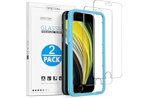 OMOTON Panzer Schutz Glas für iPhone SE 2020/2022 und iPhone 8/7/6 mit Rahmen-Installationshilfe, Anti- Kratzer, Bläschenfrei, 9H Härte, HD-Klar, 2 Stück
