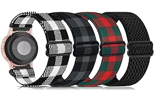 DKGKOO 4-Pack Elastic Nylon Straps 18mm 19mm 20mm 22mm Quick Release Watch Band Nylon Watch Strap for Samsung Galaxy/Garmin/Fossil/Amazfit/Huawei Watch Nylon Stretchy Replacement Strap