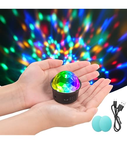 Bonlux 2-in-1 Disco Ball Night Light – 2-Pack Sound-Activated RGB Mini Disco Lights, USB Rechargeable For Parties & Kids