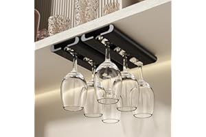 Vaisoeny Cuelga copas，paquete de 2 estante soporte copas colgante con borde de arco, adecuado para cocina, restaurante y bar (Negro)