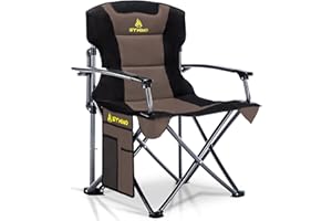 ‎SYMINO Symino Luxus Campingstuhl Faltbar, Tragbarer Bequem Gepolster Klappstuhl Anglerstuhl Sessel Belastbarkeit bis 150 kg mit Seitentasche für Picknick Outdoor Wandern,