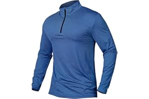 CARWORNIC Herren Langarmshirt Half Zip Sportshirt Laufshirt 1/4 Zip Pullover Leicht Atmungsaktiv Gym Jogging Trainingsshirt mit Stehkragen