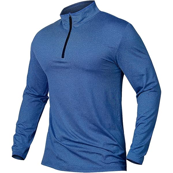 NAVEKULL Camicie Da Uomo A Maniche Lunghe Con Cerniera 1/4 Leggera