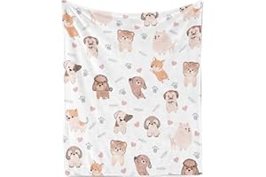 ‎TUTUXMA Kuscheldecke Baby mit Hund Gedruckt, Weich Flauschig Hund Gedruckt Babydecke für Mädchen Jungen, Weich Plüsch Welpe Wohndecke Fleece Decke Hund Gedruckt Decke für Neugeboren Kleinkind, 75x100cm