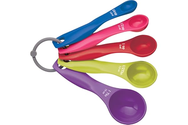 Colourworks Set De Cuillères À Mesurer, 5 Cuillères Pour Mesurer Les Aliments, En Plastique Durable, Résistant Aux Taches Et Lavable Au Lave-Vaisselle, Couleurs Vives