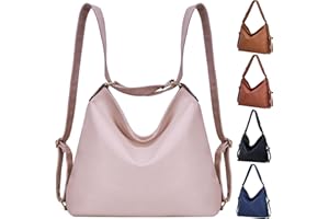Bestash Sacs à Main PortéS Dos Femme, Convertible Sac à Dos Femme Tendance,Pu Cuir Sac à BandoulièRe 2 en 1 Pour Voyage et Travail（Abricot Rose ）