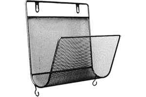 TentHome Zeitungshalter Wand Metall Zeitschriftenhalter Prospekthalter A4 Zeitschriftensammler Zeitschriften Wandhalter Magazinhalter Wandregal Briefablage Wandmontage mit 2 Haken (Schwarz)