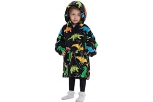 JOREAY Kids Oversized Blanket Hoodie, Little Girls Boys Snuggle Fleece Hooded Wearable Blanket, Fluffy Giant Sweatshirt for Toddler