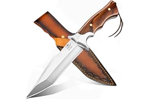 LOTHAR MOOSE Couteau d'extérieur, Couteau de Survie à lame fixe en acier D2, Full Tang Couteau de Camping, Couteau de Chasse, Cadeaux pour Hommes, Couteau Collection