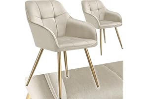 TecTake® Sillas de Comedor Elegantes, Tapizado Aterciopelado, Respaldo Continuo, Sillas Comedor Modernas, Silla Dormitorio, Silla Nordica, Butacas de Salon - 2 Sillas Crema