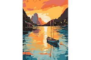 Modojuny pintura por números para adultos y niños, Paint by Numbers Kit con pigmento acrílico y pinceles, regalo y decoración de pared, paisaje de amanecer de 30 x 40 CM (sin marco) – más de 9 años