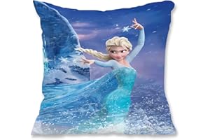 QDUODUO Kissenbezug für Kinder, Eisa Prinzessin Kopfkissenbezug Cartoon Kissenhülle, Plüsch Zierkissenbezüge mit Doppelseitigem Muster und Verdecktem Reißverschluss für Bett Sofa Stuhl Auto, 45x45cm