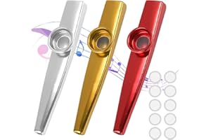 SOTMZA Lot de 3 Kazoo Métal en Alliage D'Aluminium Instrument avec 10 Pièces Membranes Diaphragme, Kazoo Instrument pour Accompagnement de Guitare ou D'Harmonica Instrument pour Cadeau