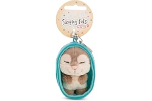 ‎NICI NICI Schlüsselanhänger Sleeping Pets Otter 8cm in Körbchen - braun - Treuer-Begleiter für Rucksack oder Tasche, Schlüsselhalter für klein und Groß | 61602